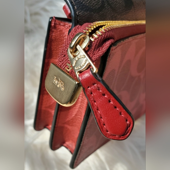 Coach Foldover Wristlet, Signature Canvas Leather, Colorblock - Picture 8 of 12